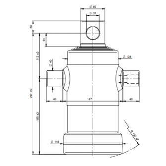 Teleskopski cilinder 4 stopnje 10 ton 670 mm z luknjo 3041F